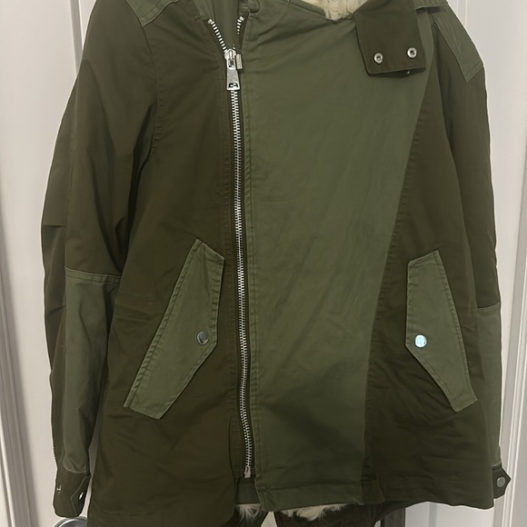 Zara two tone green parka utility coat size small! - Picture 6 of 12